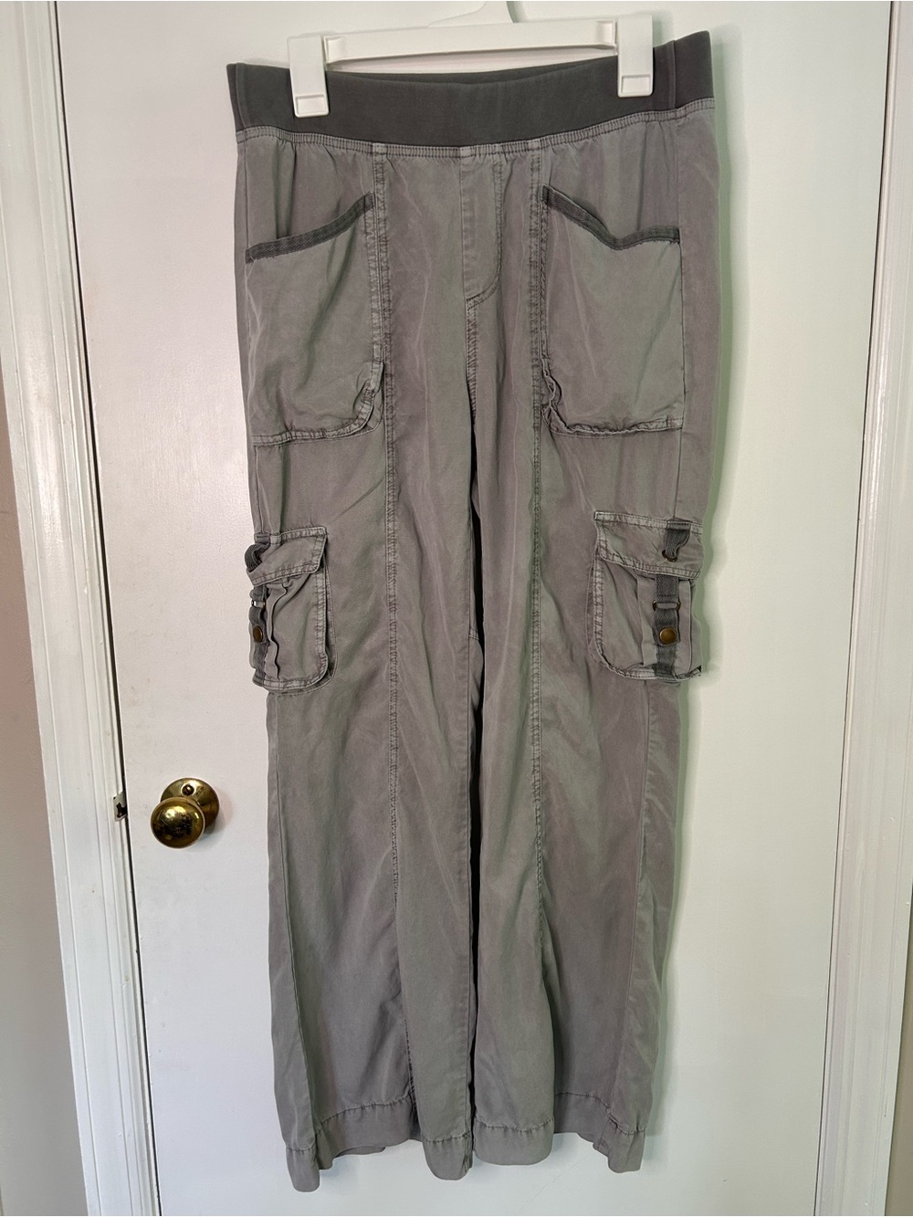 XCVI Olive Green Cargo Wide-Leg Pants